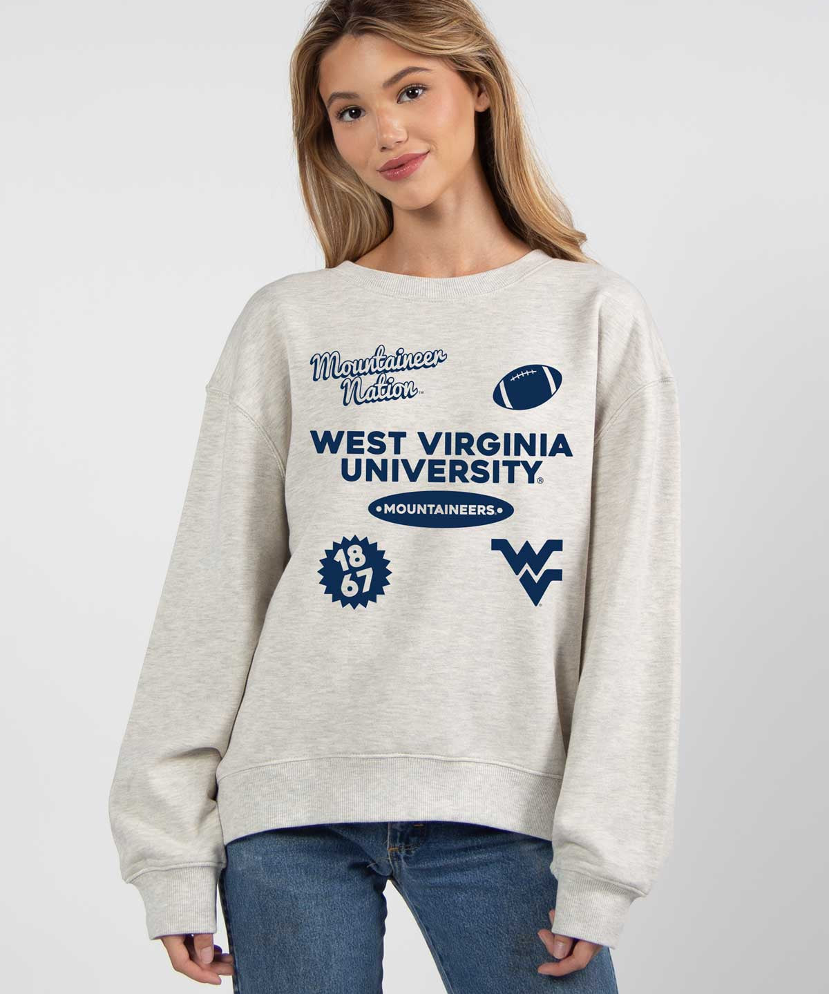 West Virginia Mountaineers oversized womens Old School Crew sweatshirt