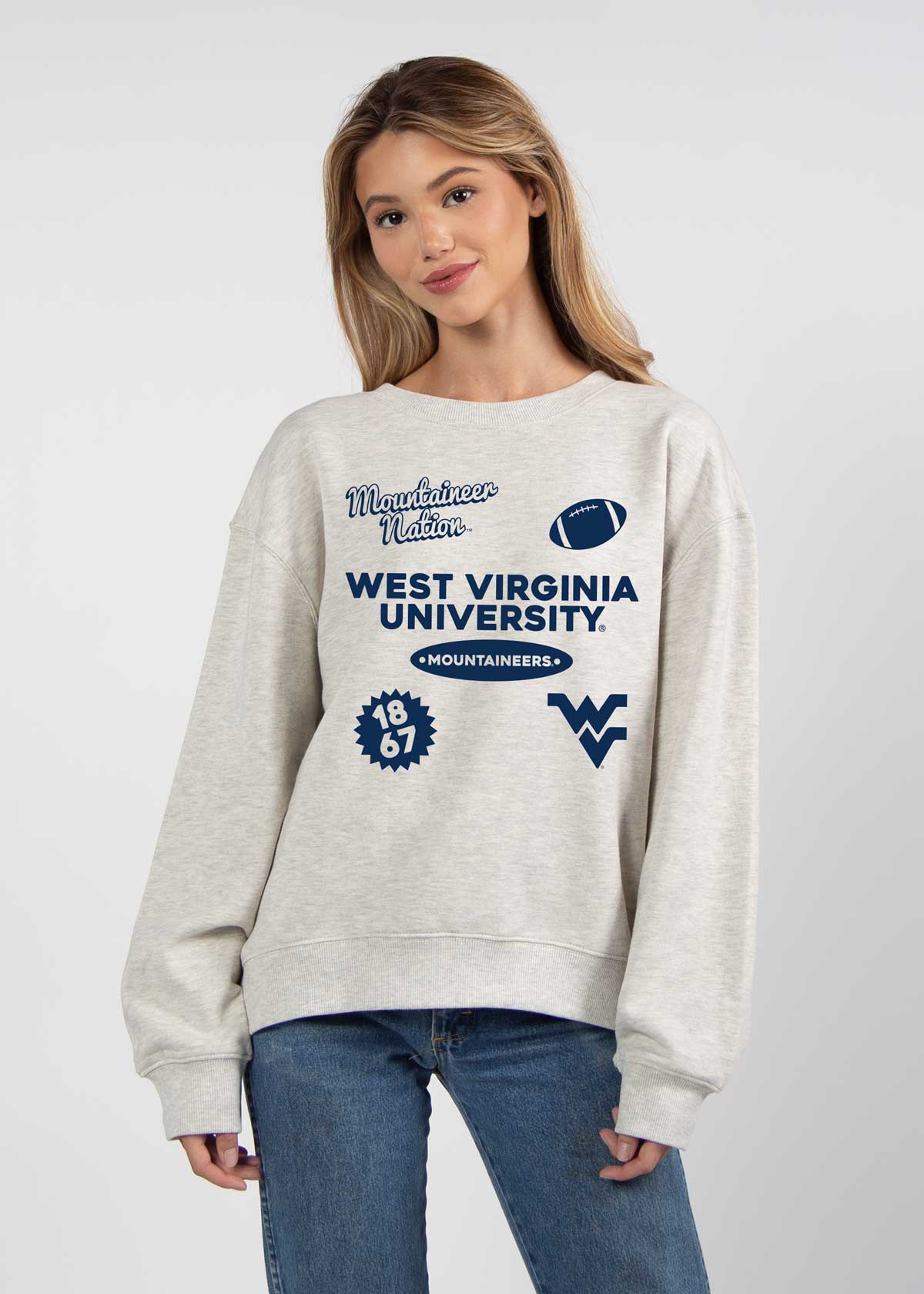 West Virginia Mountaineers oversized womens Old School Crew sweatshirt