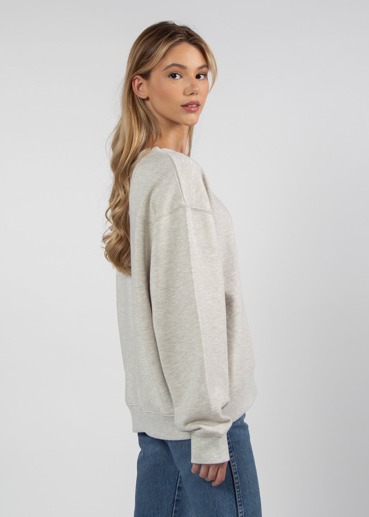 Chicka-d Women's Old School Crew Sweatshirt - Ash Grey, NCAA Licensed, Super Soft