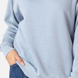 Burnout Crew Sweatshirt in Faded Denim