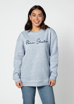 Penn State Nittany Lions Women's Ink Relaxed, straight Yarn-dyed brushed fleece Sweatshirt with the look of sweater, the touch of a blanket, crew neckline and ribbed neck, cuffs and hem