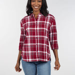 Womens Black and Red Plaid Top
