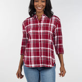 Womens Black and Red Plaid Top