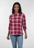 Womens Black and Red Plaid Top