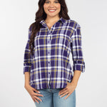 Womens Purple and Yellow Plaid Top