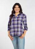 Womens Purple and Yellow Plaid Top