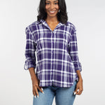 Womens Purple and Grey Plaid Top