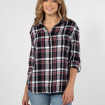 Womens Black and Red Plaid Top