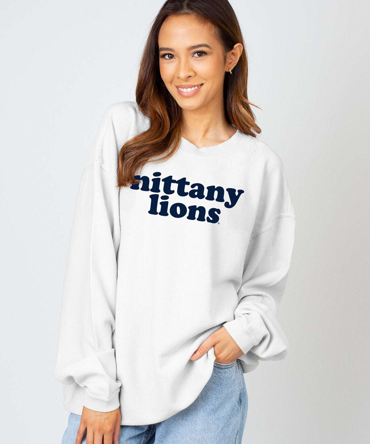 Penn State Nittany Lions Corded Crew Sweatshirt, Penn State Nittany Lions Corded Pullover, Penn State Nittany Lions Corded Sweatshirt, Penn State Nittany Lions Corded Crew, Penn State Nittany Lions oversized corded, Penn State Nittany Lions oversized corded sweatshirt, Penn State Nittany Lions crewneck corded, Penn State Nittany Lions white corded, Penn State Nittany Lions white corded sweatshirt, white sweatshirt, Penn State Nittany Lions white pullover, Penn State Nittany Lions Womens Apparel