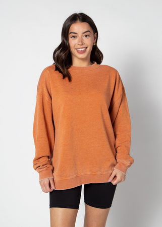 Burnout Crew Sweatshirt in Burnt Orange