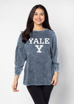 Yale Unisex Ink Oversized, slouchy Mineral wash T-Shirt with Extreme dropped shoulders, oversized sleeves and lived-in look and feel