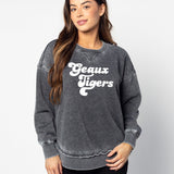 LSU Tigers Charcoal Burnout Campus Pullover