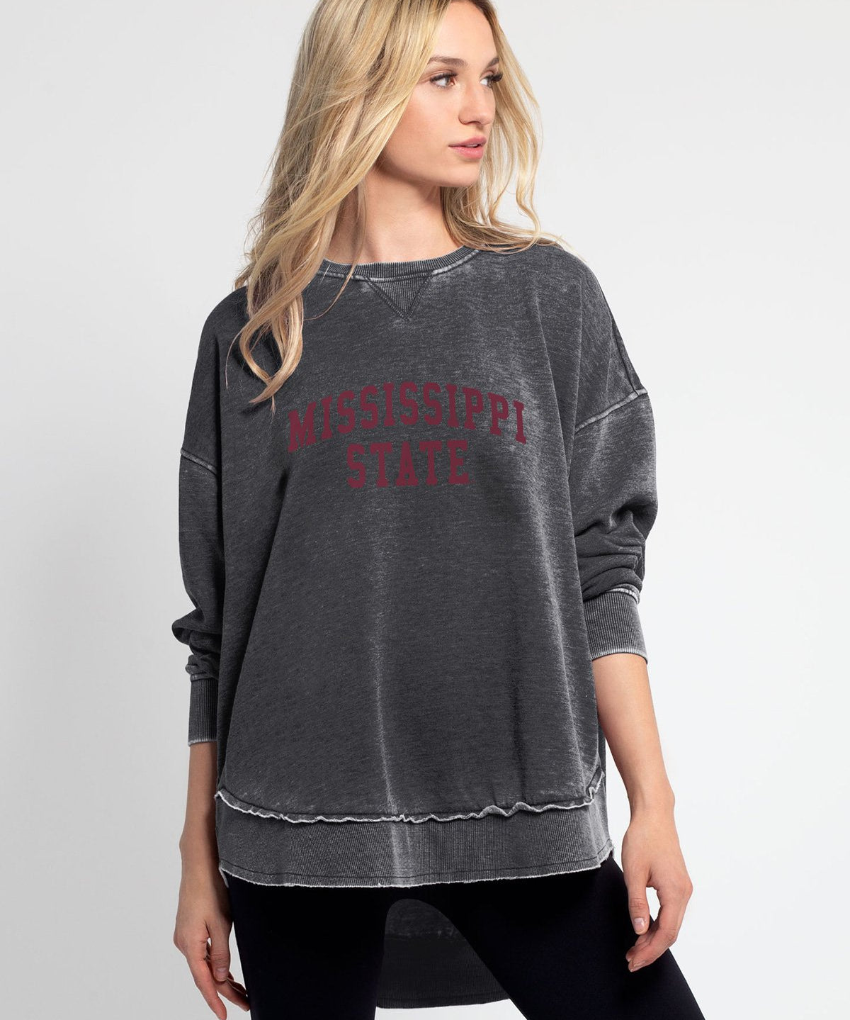 Mississippi State Bulldogs crew sweatshirt, Mississippi State Bulldogs pullover, Mississippi State Bulldogs soft sweatshirt, Mississippi State Bulldogs cozy sweatshirt, Mississippi State Bulldogs sweatshirt, Mississippi State Bulldogs sweatshirt in grey, Mississippi State Bulldogs gray sweatshirt, Mississippi State Bulldogs women's apparel, Mississippi State Bulldogs womens clothing