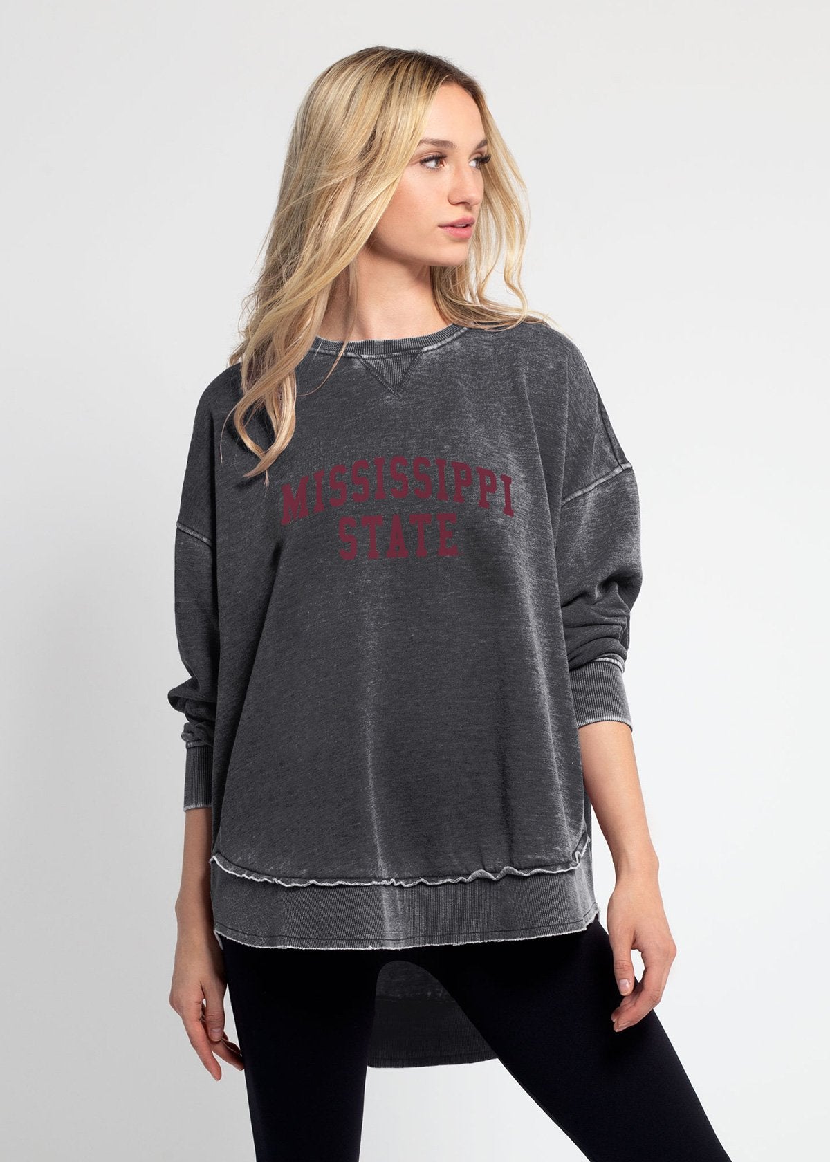 Mississippi State Bulldogs crew sweatshirt, Mississippi State Bulldogs pullover, Mississippi State Bulldogs soft sweatshirt, Mississippi State Bulldogs cozy sweatshirt, Mississippi State Bulldogs sweatshirt, Mississippi State Bulldogs sweatshirt in grey, Mississippi State Bulldogs gray sweatshirt, Mississippi State Bulldogs women's apparel, Mississippi State Bulldogs womens clothing