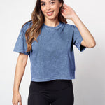 Ink cropped short sleeve tee in a relaxed boxy silhouette with a vintage inspired wash finish.