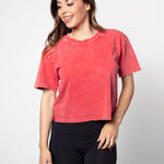 Cardinal cropped short sleeve tee in a relaxed boxy silhouette with a vintage inspired wash finish.