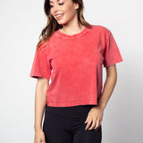 Cardinal cropped short sleeve tee in a relaxed boxy silhouette with a vintage inspired wash finish.