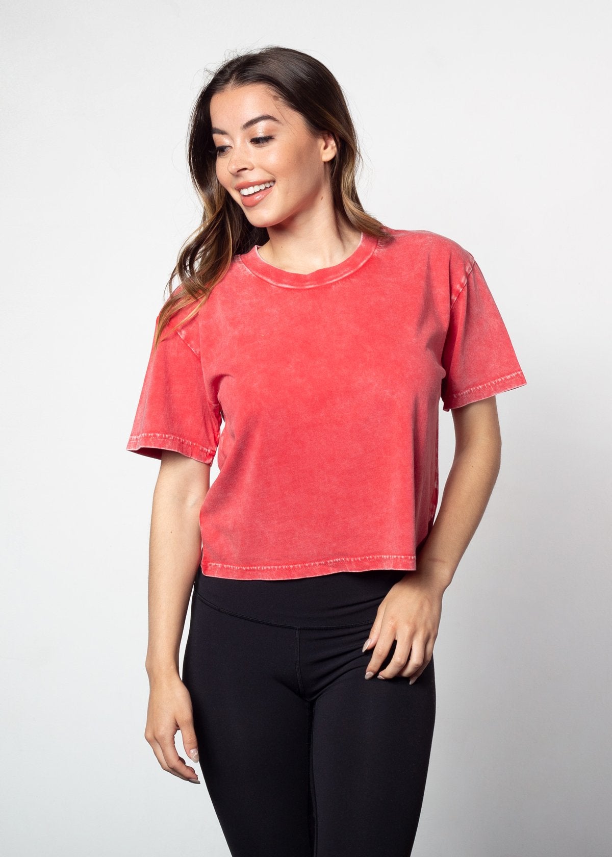Cardinal cropped short sleeve tee in a relaxed boxy silhouette with a vintage inspired wash finish.