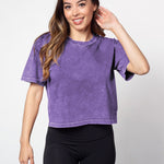 Grape cropped short sleeve tee in a relaxed boxy silhouette with a vintage inspired wash finish.