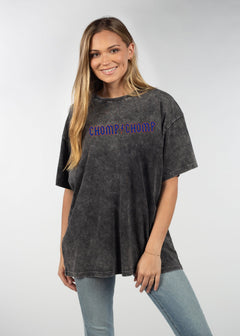 Florida Gators Unisex Graphite Oversized Mineral wash T-Shirt with Lived-in feel and look, short sleeve, crew neck and drop shoulders