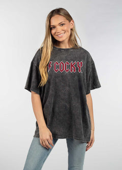 South Carolina Gamecocks Unisex Graphite Oversized Mineral wash T-Shirt with Lived-in feel and look, short sleeve, crew neck and drop shoulders