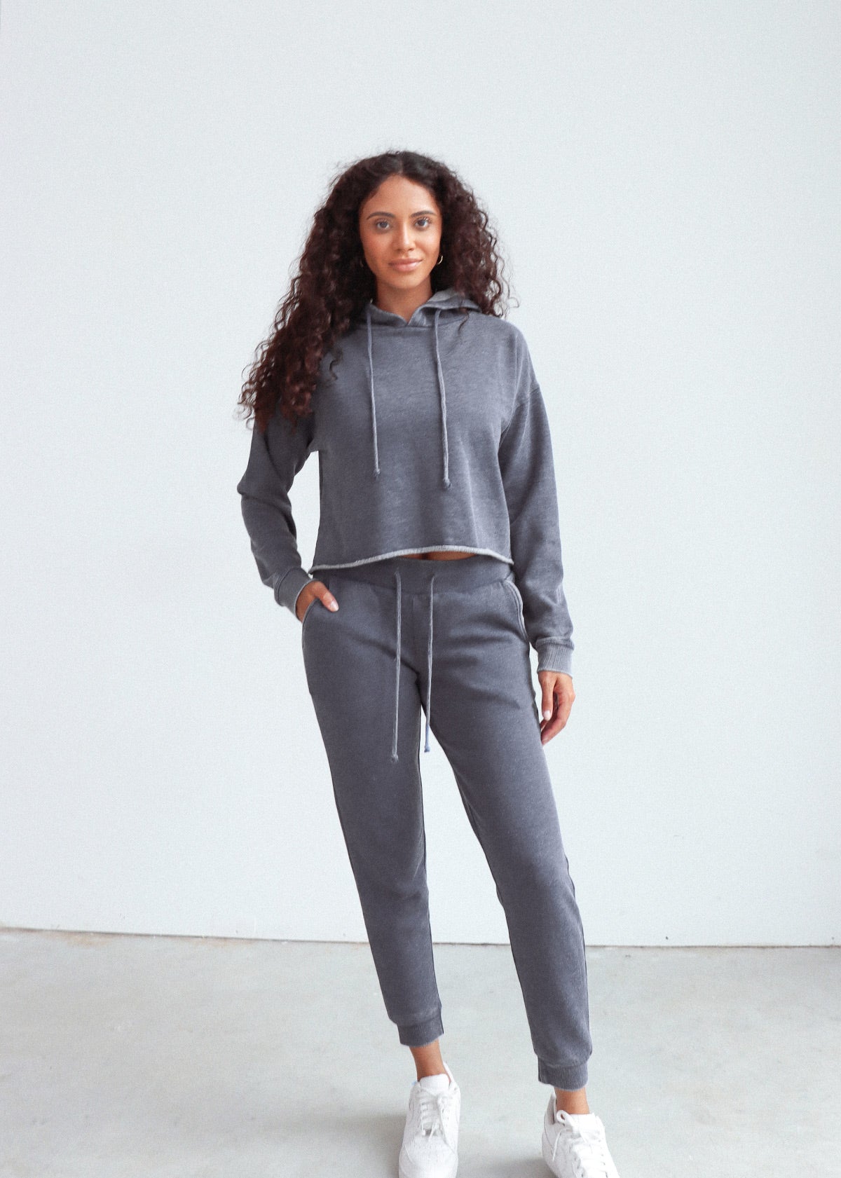 The Burnout Cropped Hoodie + Jogger Set